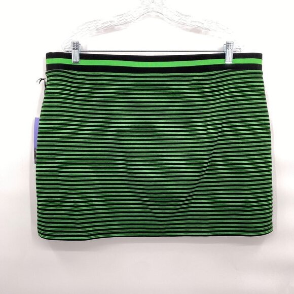 Future Collective Green Striped Long Sleeve Crop Top and Knit Mini Skirt Set 1X - Picture 7 of 9